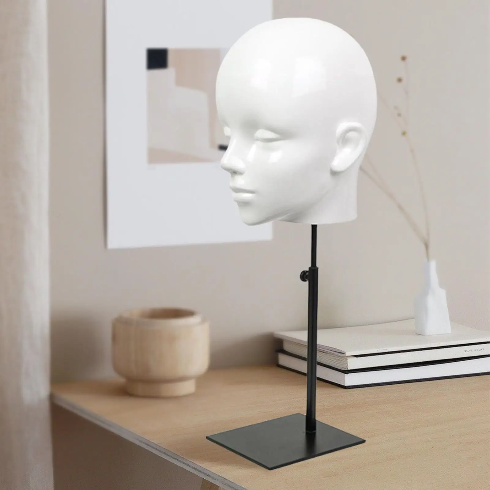 Women Mannequin Head Model Modern Wig Hat Display Holder Caps Storage Rack for Hairdresser Training Shopping Mall Styling Drying