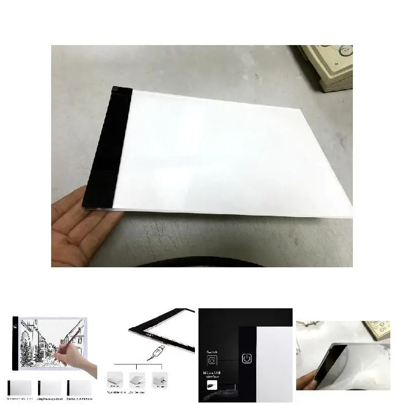 A4 lampu papan stensil LED USB, lampu papan stensil seni menggambar, kotak meja bantalan salinan
