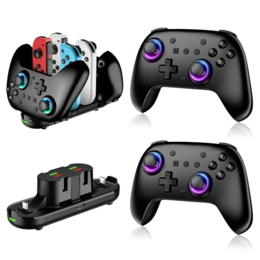 Switch Controllers 2 Pack with Charging Dock Switch 2 Controller for Nintendo Switch/Switch 2/Lite/OLED Wireless Switch 2 Pro C