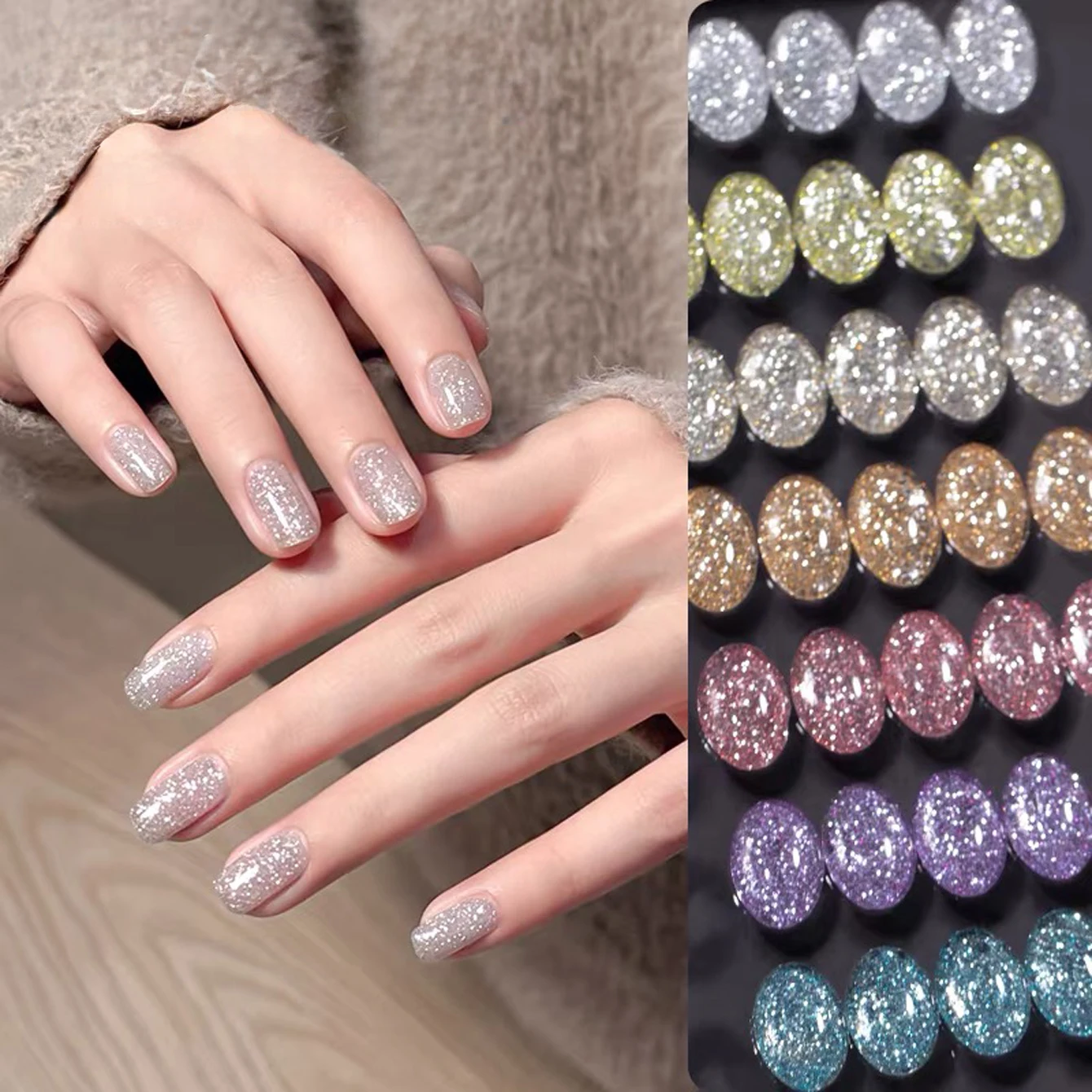 12ML 1 SZT. Phantom Diamond Super Flash Reflect Light Gel Lakier do Paznokci Niebiesko-Zielony Lakier do Paznokci Złote Paznokcie Różowe Paznokcie Letnie Paznokcie