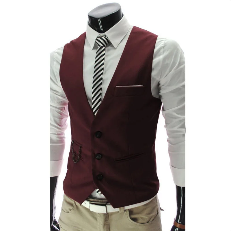 

Slim Fit Vest Adjustable Back Men Formal Waistcoat Business Office Professional Sleeveless Side Straps No Bulk Contrast Stitch