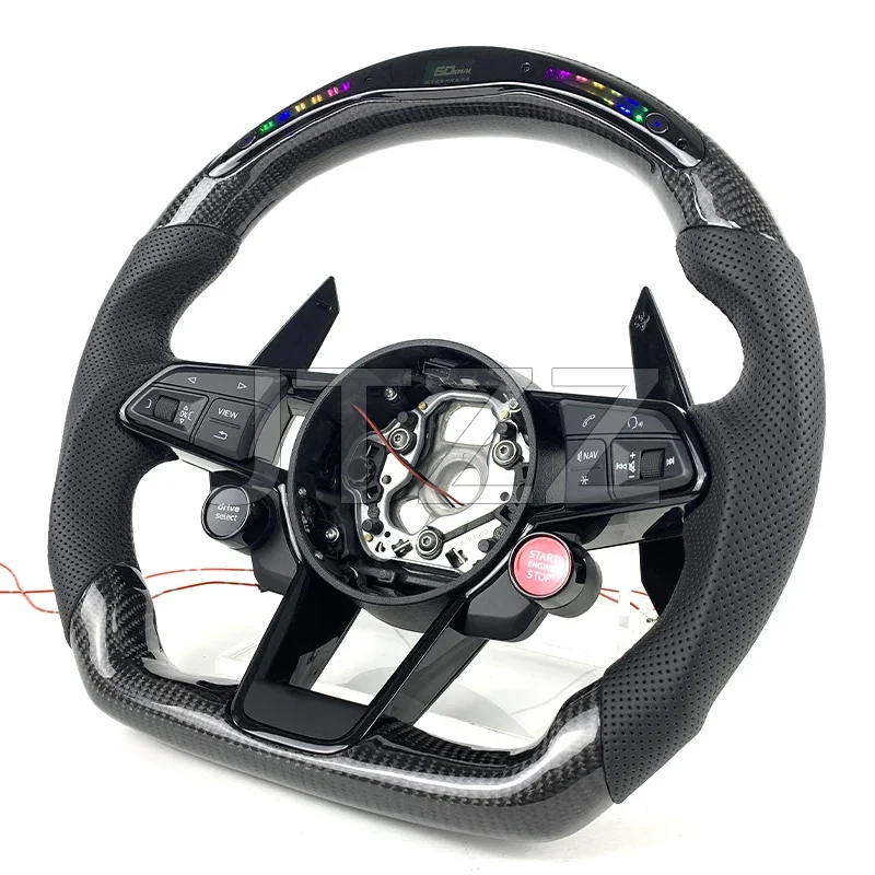 For Audi A6 A7 C8 S6 RS6 S7 RS7 LED Display Carbon Fiber Steering Wheel 2017 2018 2020 2021 2022 2024 with Shift Paddles！！