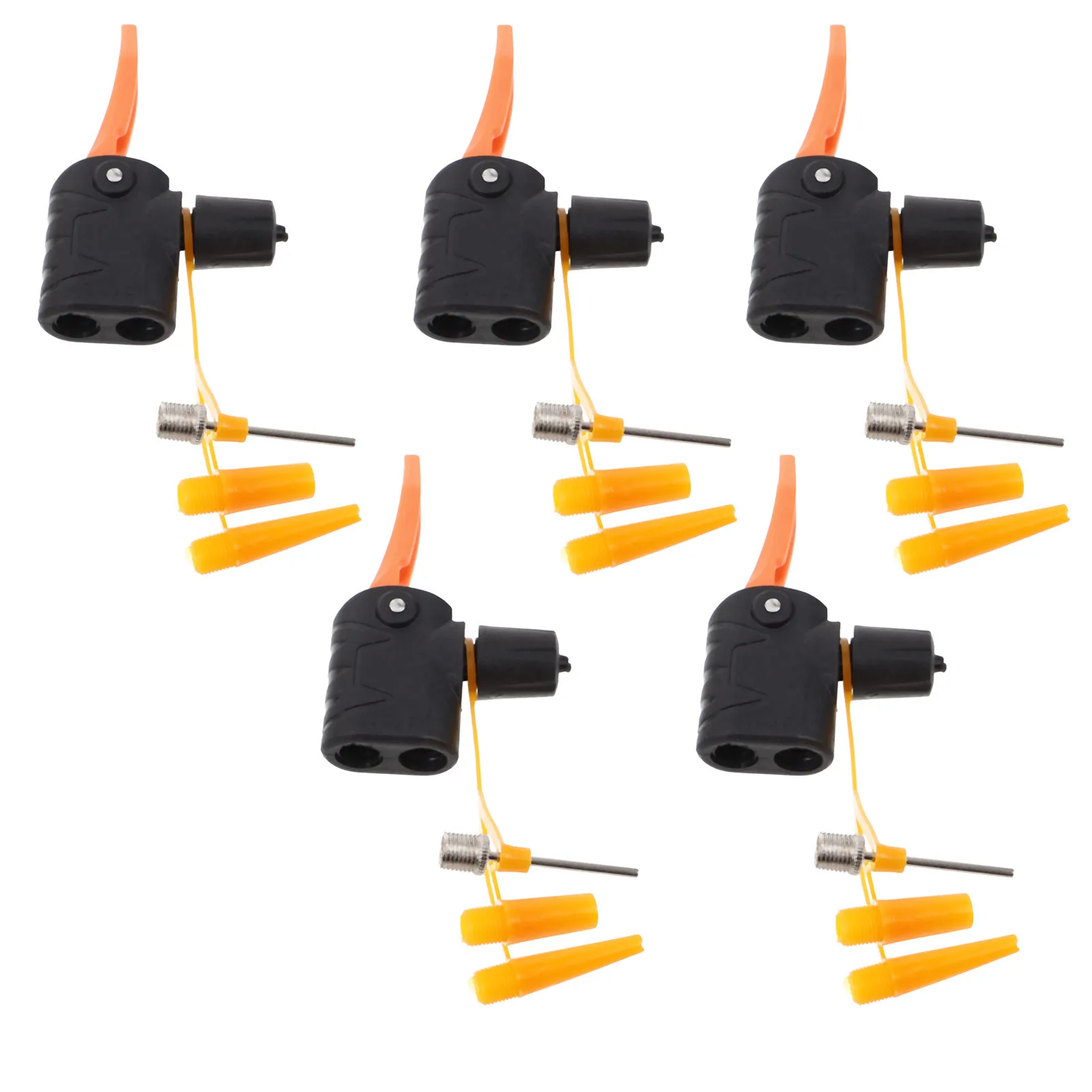 

5Pcs Bicycle Air Nozzle Adapter Set Dual Use Pump Head Compatible with Schrader Valves Easy Install Portable Cycling