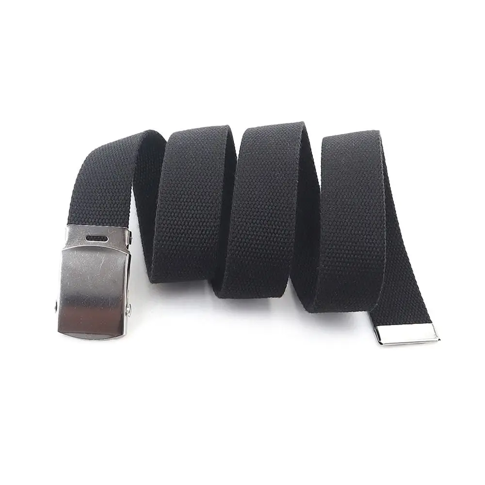 Fashion Men's Canvas Belt Silver Alloy Buckle Casual Women's Canvas Belt 3.2cm Design Unisex
