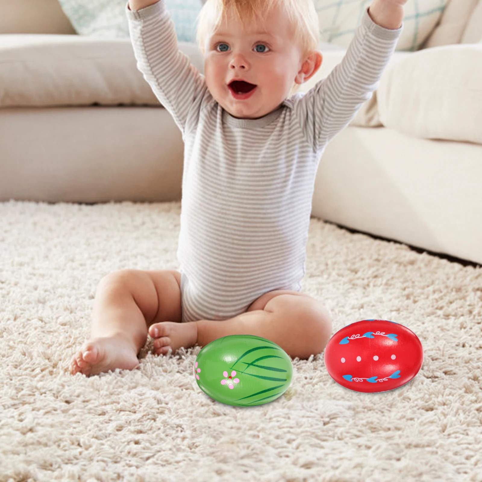 

4 Pcs Wooden Sand Egg Percussion Instrument Toddler Early Educational Playthings