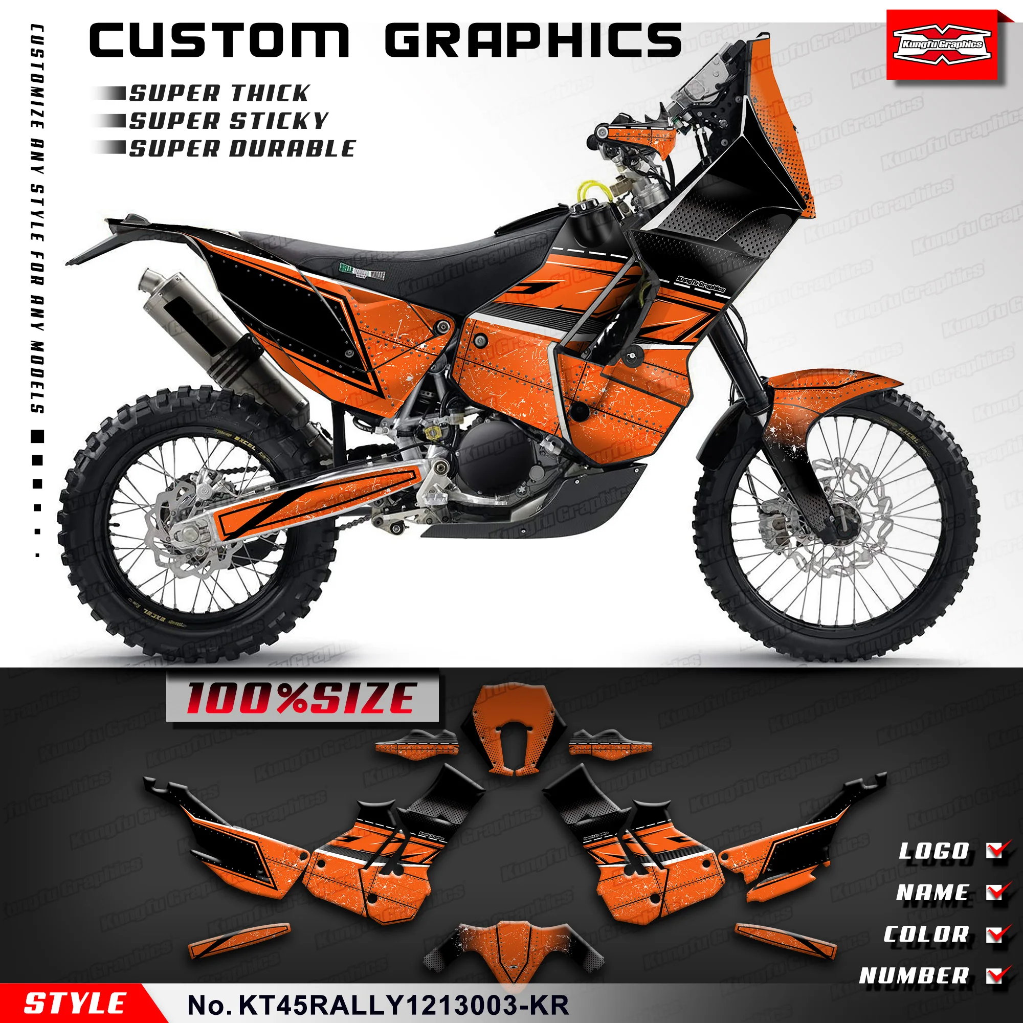 

KUNGFU GRAPHICS Stickers Complete for KTM Rally 450 2012 2013 Orange Modification, Style No.KT45RALLY1213003-KR