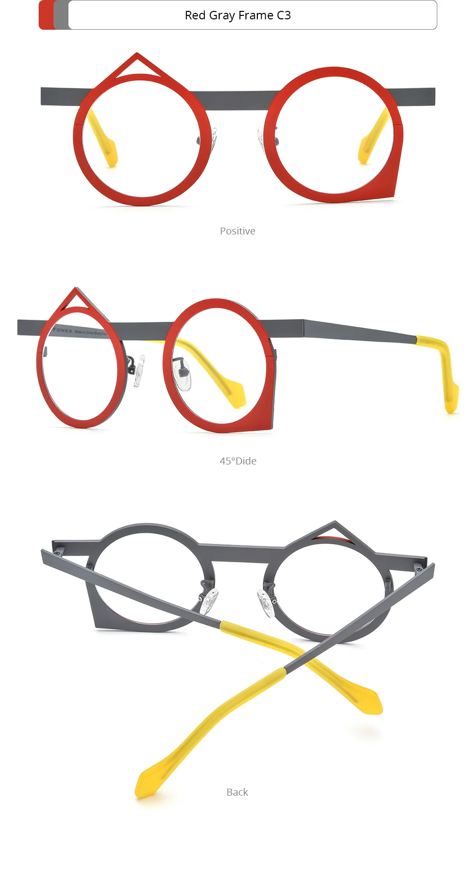 FONEX Reines Titan Brille Rahmen Frauen 2025, Neue Mode Marke Design Unregelmäßige Brillen Männer Ultraleicht Japanische Brillen 85801 – Detail 9