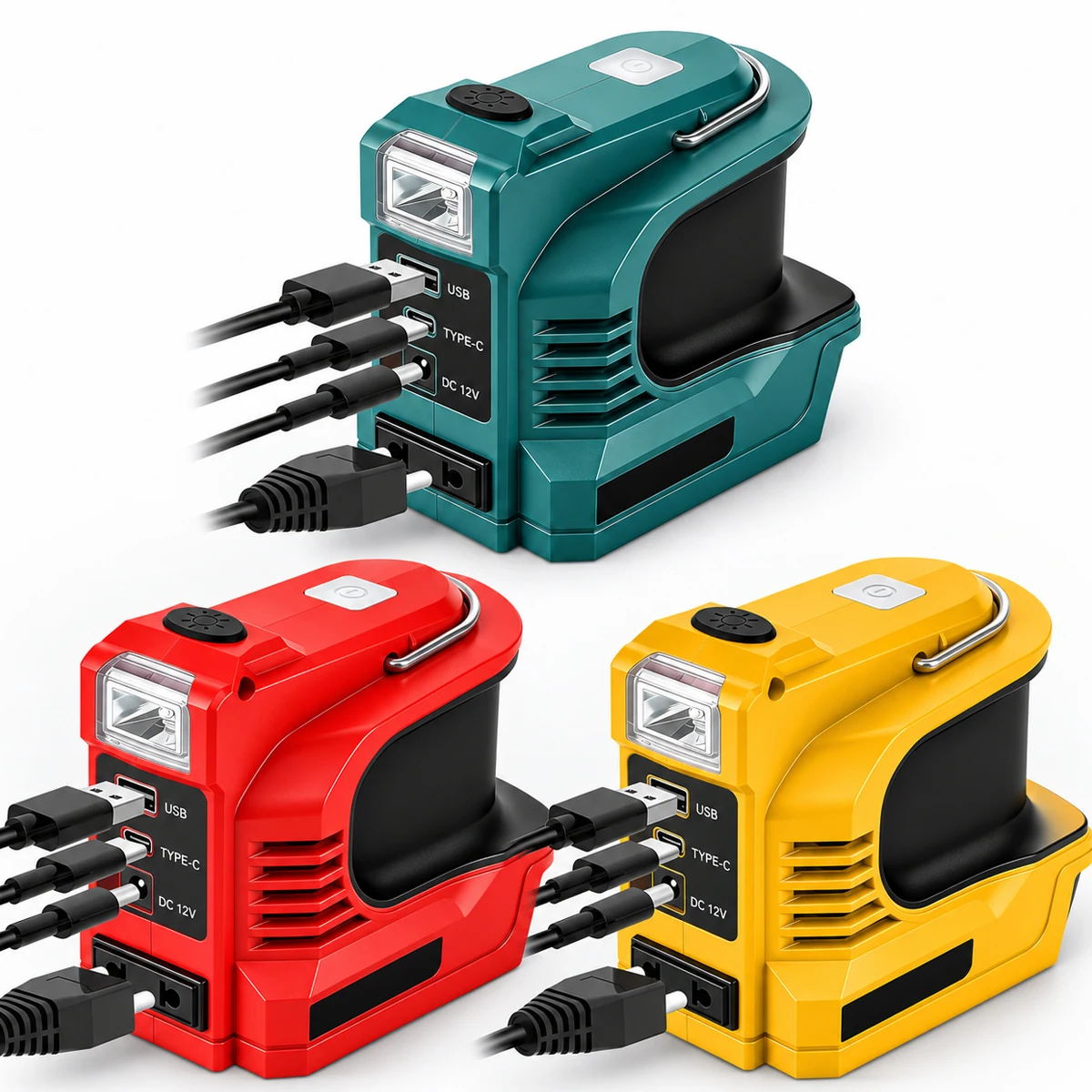 マキタ、ボッシュ、ミルウォーキーの18vバッテリーに対応した、新しい200wの電源インバーター。ac220-230v出力、usb-qc30-pd急速充電機能付き。屋外での使用に最適。