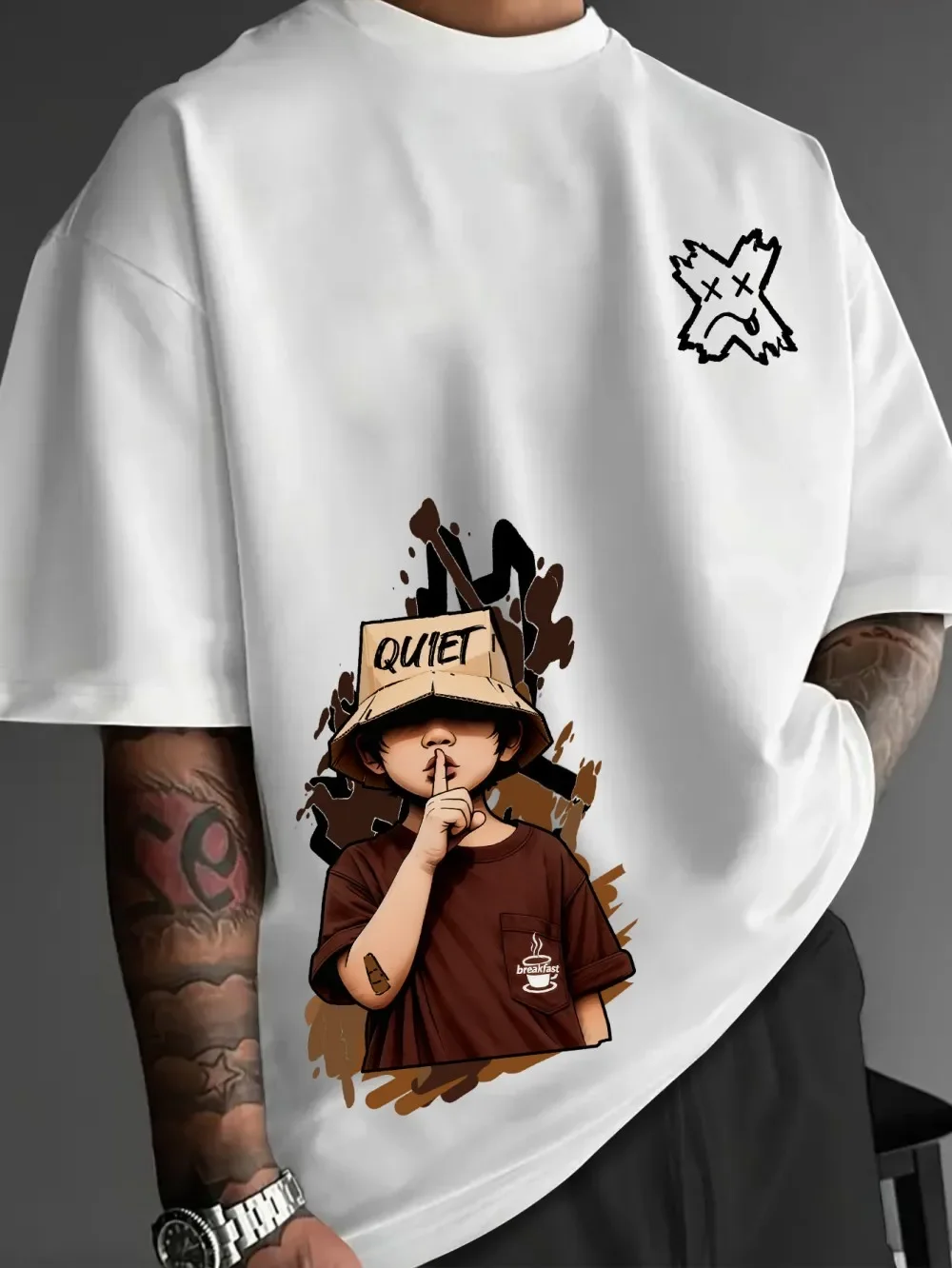 Cartoon-Charakter-Schriftzug 3D-Druck Sport Schnelltrocknend Atmungsaktiv Herren T-Shirt Outdoor Street Casual Mode Y2K Eltern-Kind-Kleidung – Detail 6