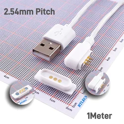 마그네틱 포고핀 커넥터, 2.54mm 간격 USB 충전 케이블, 3 핀 포고 남성 여성 1 계량기 길이 전원, 1 세트
