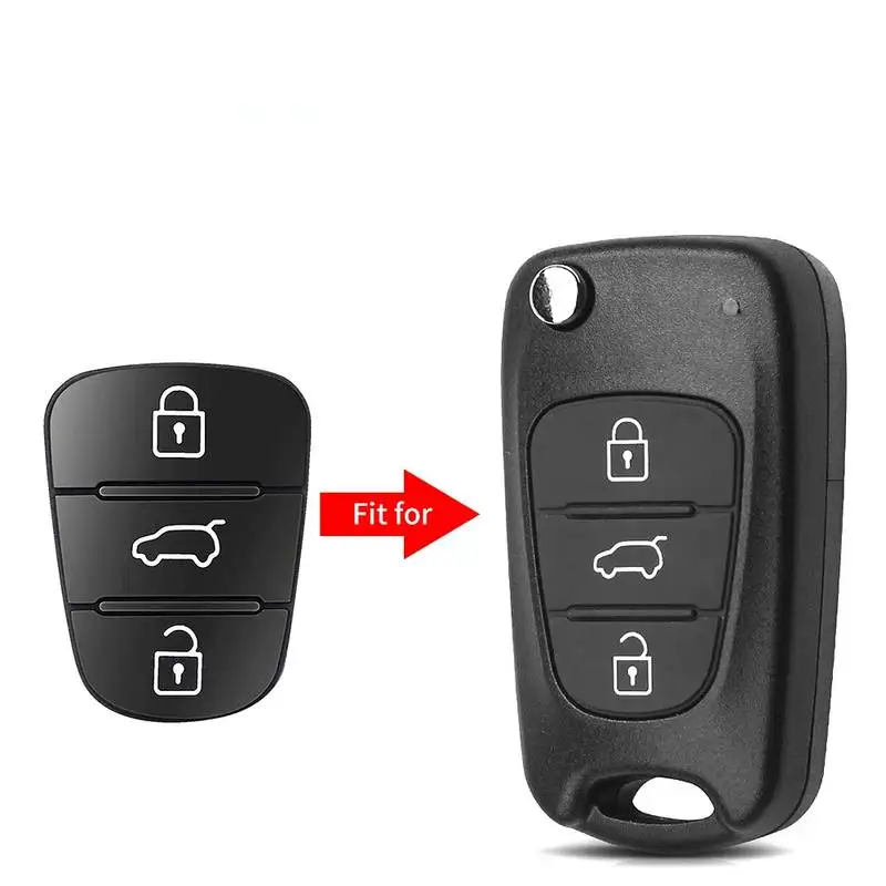 Car Key Silicone Buttons Pad For Modern Kia Triple Key Remote Cover Key Case Button Leather Protector Interior Accessories