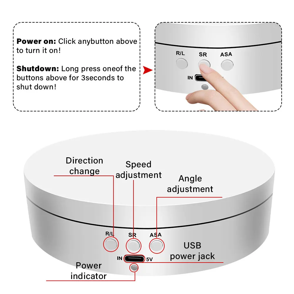 قاعدة دوارة كهربائية عرض موقف 3 سرعات 360 درجة حامل مجوهرات القرص الدوار USB/بطارية تعمل بالطاقة الدورية صينية