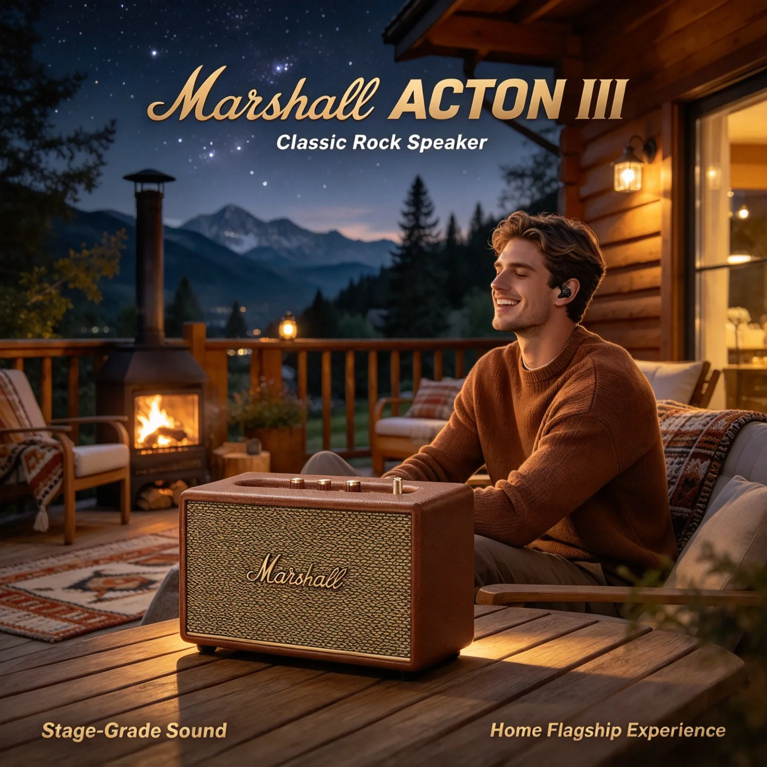 Marshall Acton III Bluetooth Home Speaker, Classic Retro Style, 3.5mm Aux Input, Dynamic Loudness for Desktop & Bedroom Music