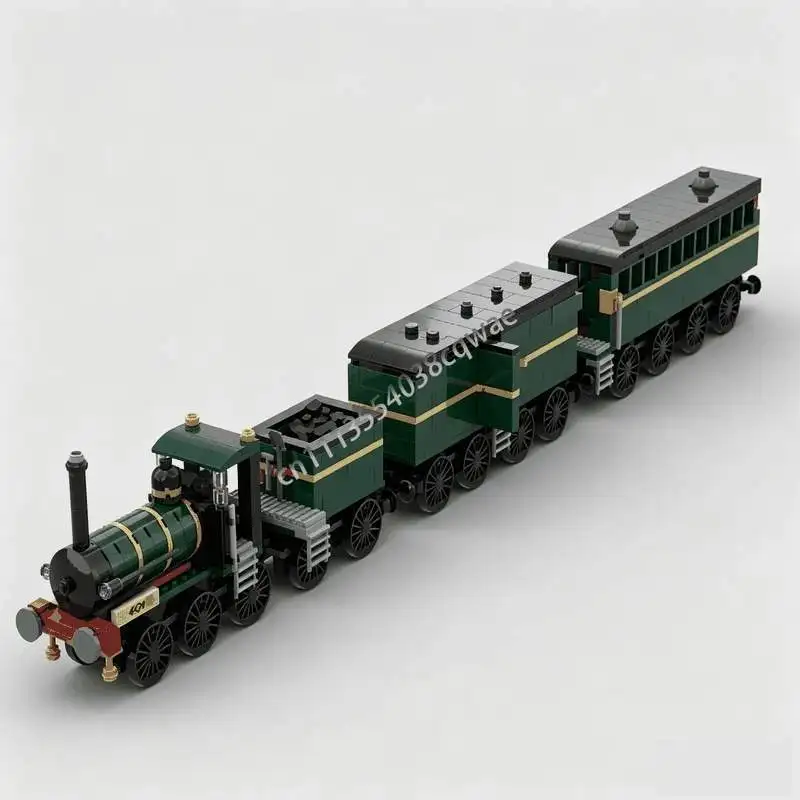705Parts Train With Carriages MOC Steam Locomotive Model Custom Puzzle DIY Assembly Building Blocks Toy Gift Collection Display