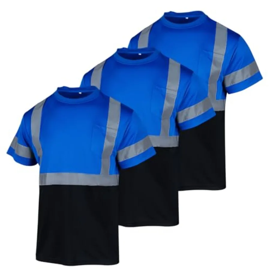 

FONIRRA 3 Pack Safety Reflective High Visibility Shirt for Men Hi Vis Construction Work Shirts with Short Sleeve
