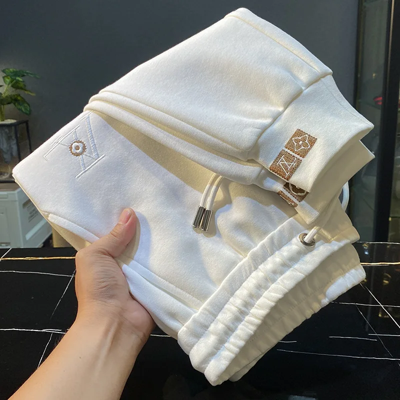 Light Luxury Sweatpants Men's Autumn 2024 New Casual All-Match Street Fashion Leisure Tappered Slim Fit Thick Stretch Sweatpants