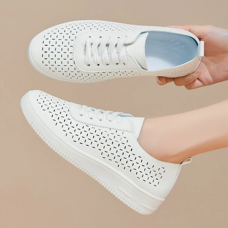 New Casual Women's Sneakers On Sale Designer Shoes 2026 Summer Women's White Sneakers Breathable Soft Flat Shoes For Ladies view 5