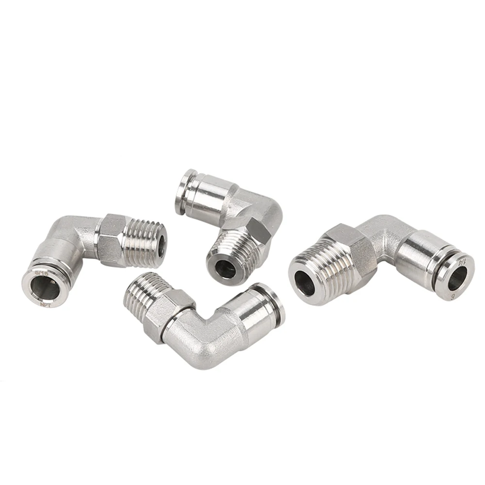 Khí Nén PL M5 1/8 "1/4" 3/8 "1/2" NPT Nam Sợi Thép Không Gỉ 304 Đẩy Nhanh Chóng cổng Kết Nối Không Lắp Ống Nước Máy Lạnh