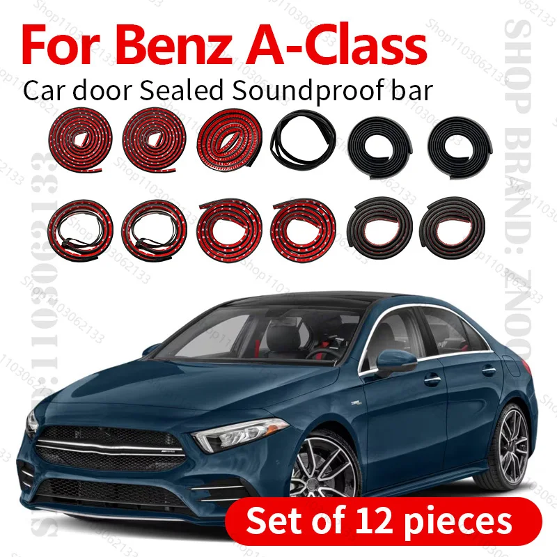 

For Mercedes Benz A-Class Car Door Seal Strip Rubber Double Layer Sealing Protector Soundproof Dustproof Seal Strip 12PCS Set