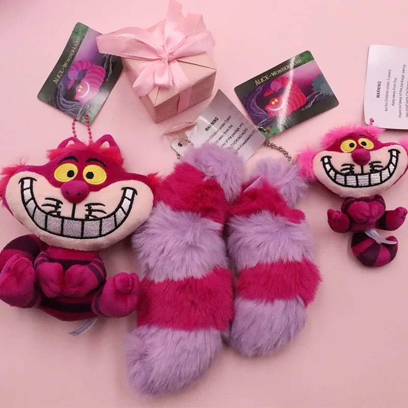 Kawaii Disney Cheshire Cat Plush Toys Alice In Wonderland Stuffed Animals Keychain For Kids Girls Woman Backpacks Cute Pendant