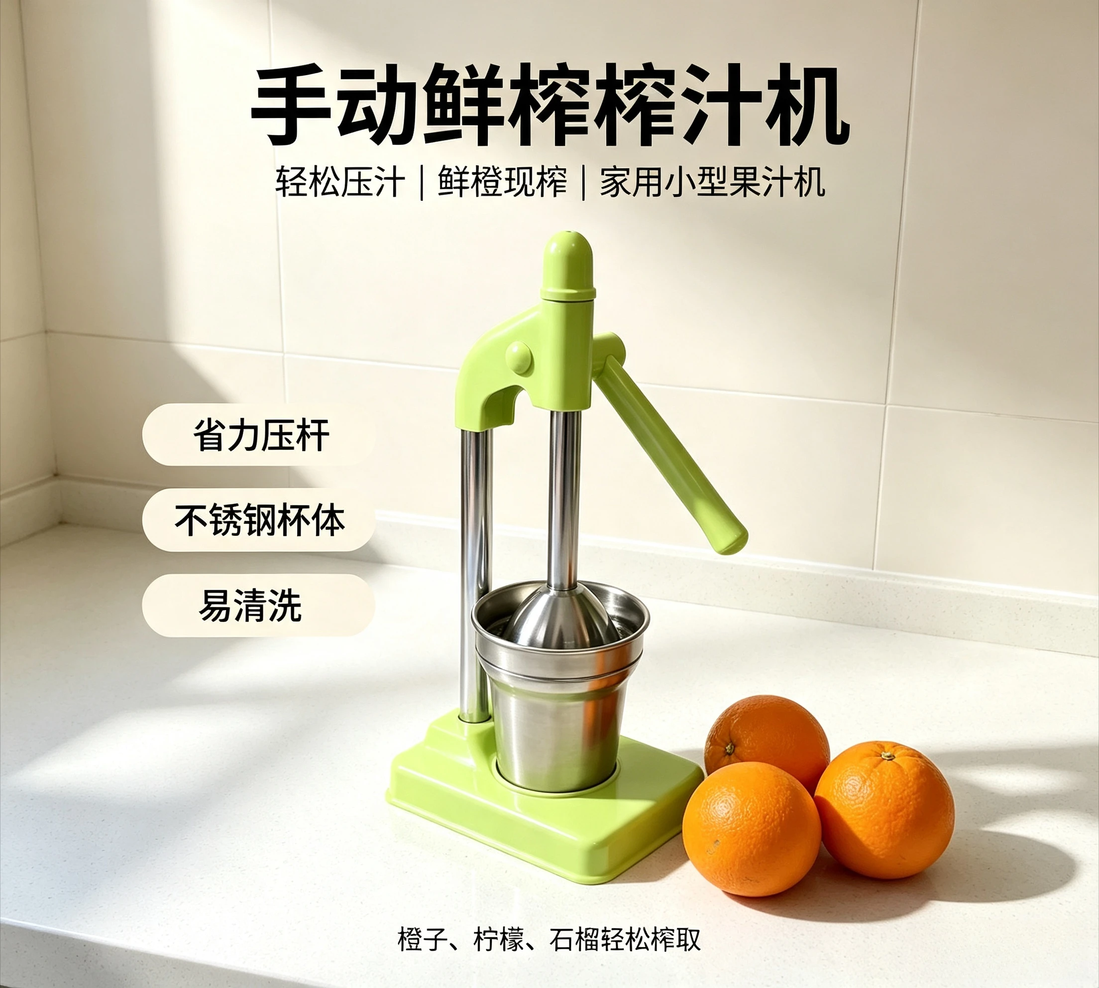 Heavy Duty Manual Citrus Juicer Stainless Steel Efficient Fruit Press for Lemon Orange Lime Easy Clean