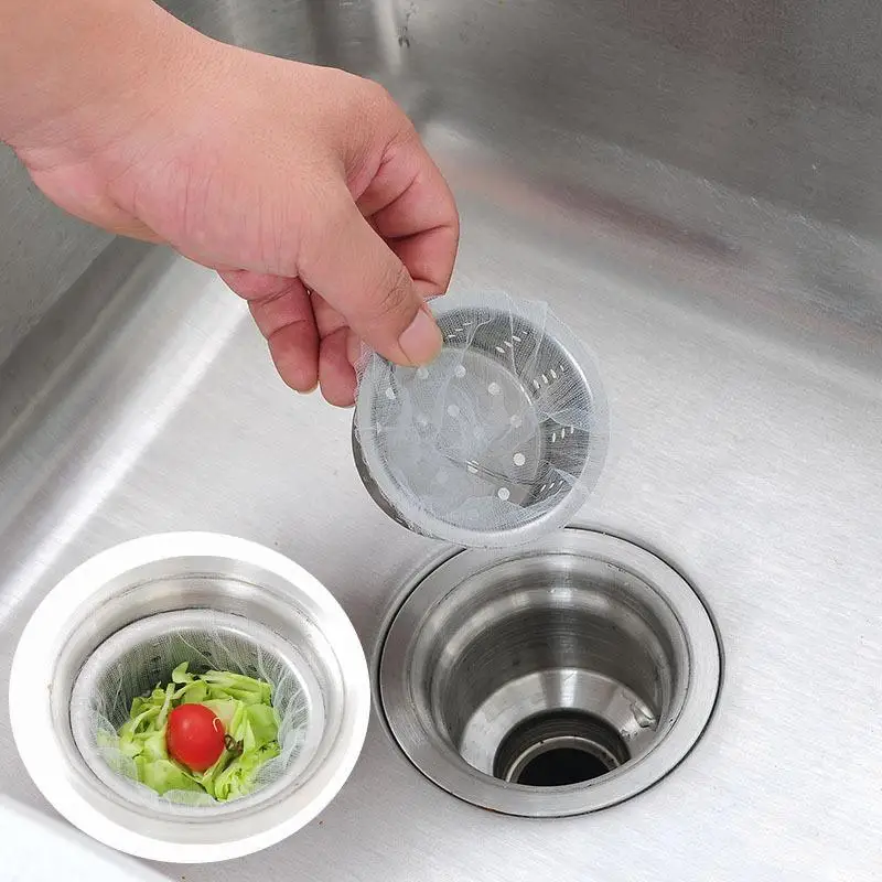 90-100Pcs Kitchen Sink Strainer Mesh Disposable Drain Filter Net for Bathroom Hair Food Residue Collection