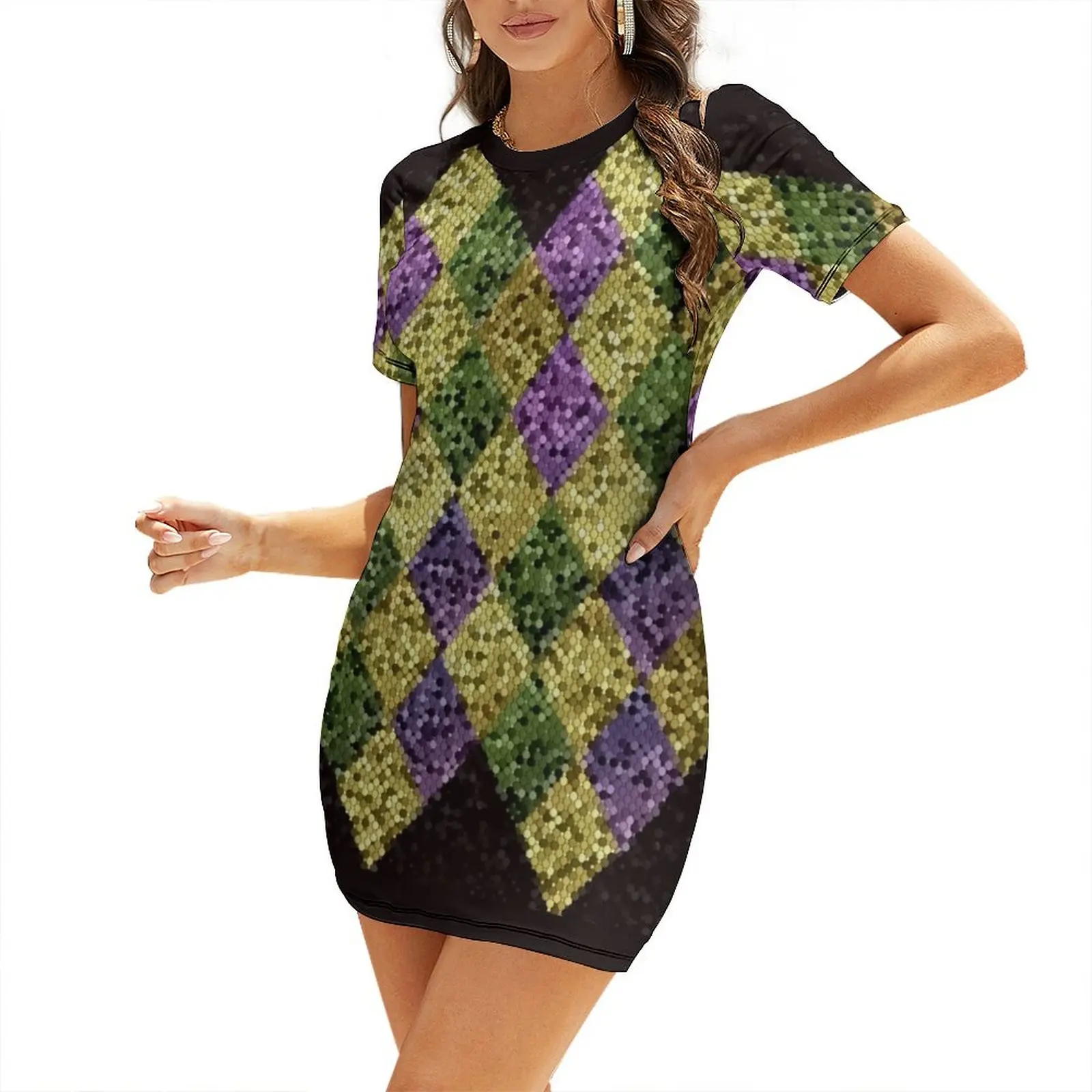 Mardi Gras Short Sleeved Dress women's summer clothing 2025 dress party night ladies dresses for special occasion Dress