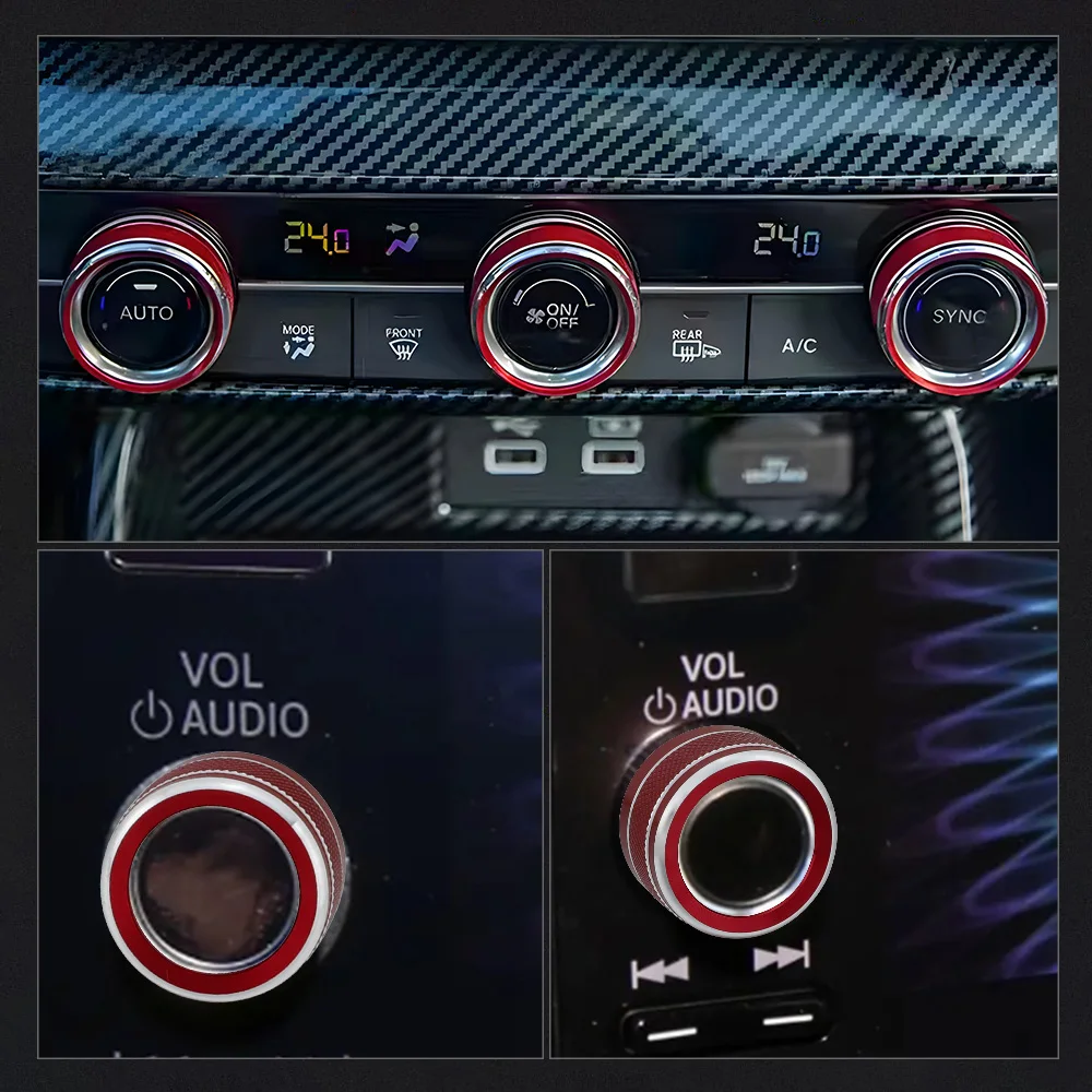 LECART لهوندا CR-V اكسسوارات 2023 2024 سيفيك 11th Gen 2022 20223 2024 درجة حرارة الهواء التيار المتناوب حجم VOL غطاء المقبض الألومنيوم جميع