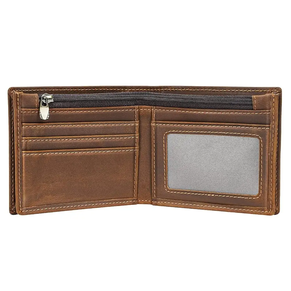 

Free ShippingPolare Men's RFID Blocking Cowboy Genuine Natural Crazy Horse Leather Bifold Wallet