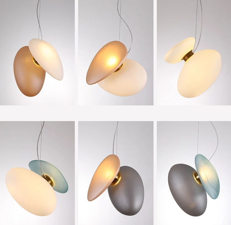 Colorful Glass Chandelier White Blue Gray Amber Pendant
