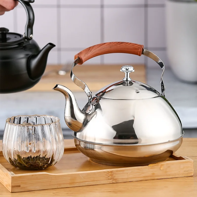 

Large Capacity Thickened Stainless Steel Gold Teapot, Coffee Pot, Kettle With Infuser Filter, Kung Fu Tea Set