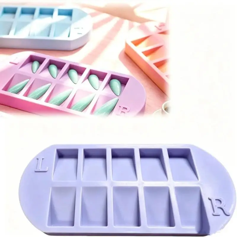 1Pcs False Nail Display Organizer 10-Grids Nail Tip Storage Tray With L/R Mark Reusable Nail Art Storage Plate For Salon & Home - view 5