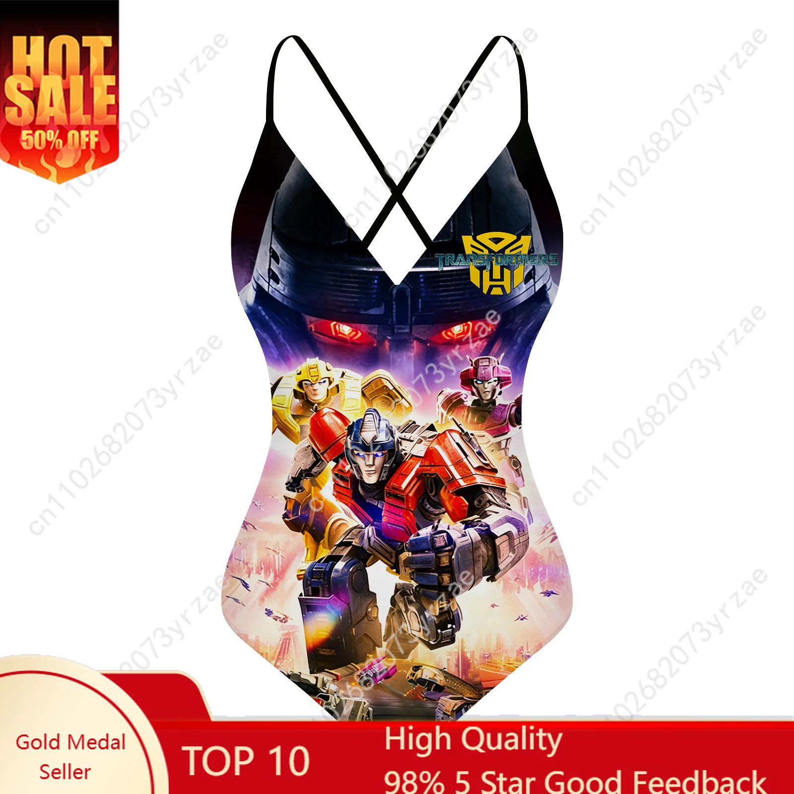 

Transformers V-neck Halter Back Swimsuit Womens Bathing Suits Pool Party Swimwear Fashion Sexy Bikini Custom Bathing Suits