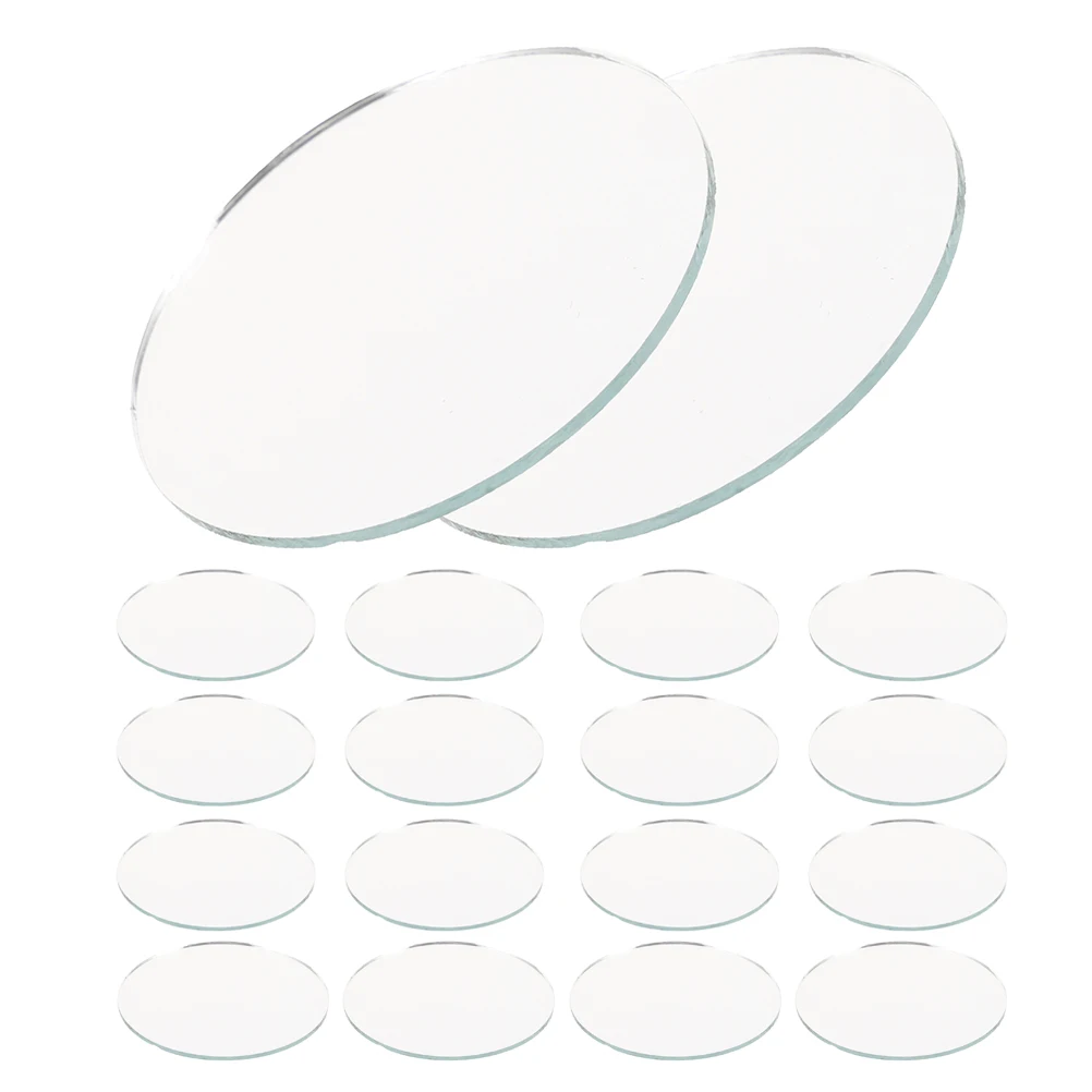 20個入り 丸型ガラスミラータイル フレームレス サークル型トレイ DIYクラフト 化粧鏡 ホームデコレーション ウェディングテーブルセンターピース用
