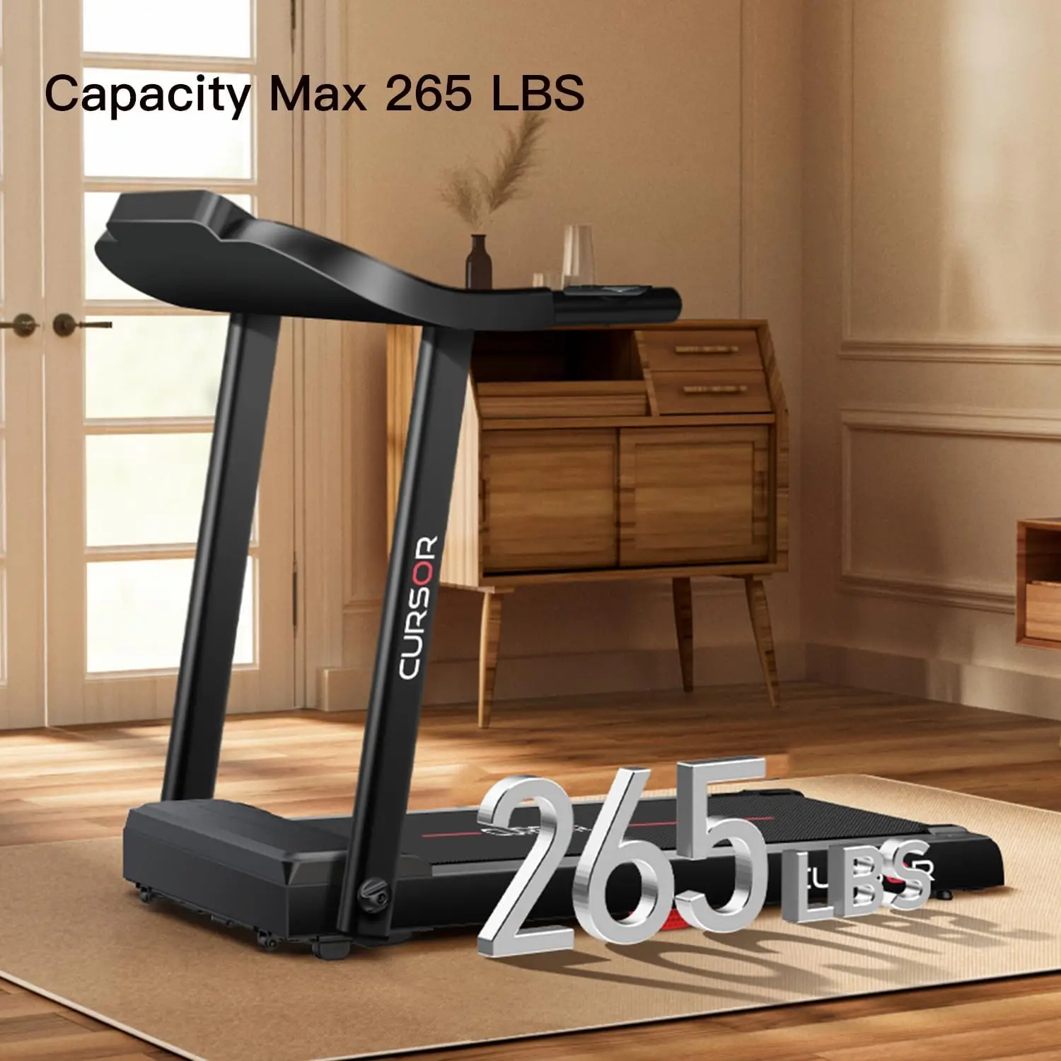 FITNESS Home Cinta de correr plegable con sensor de pulso, 2,5 HP silenciosa sin escobillas, 7,5 MPH, capacidad de 265 LBS