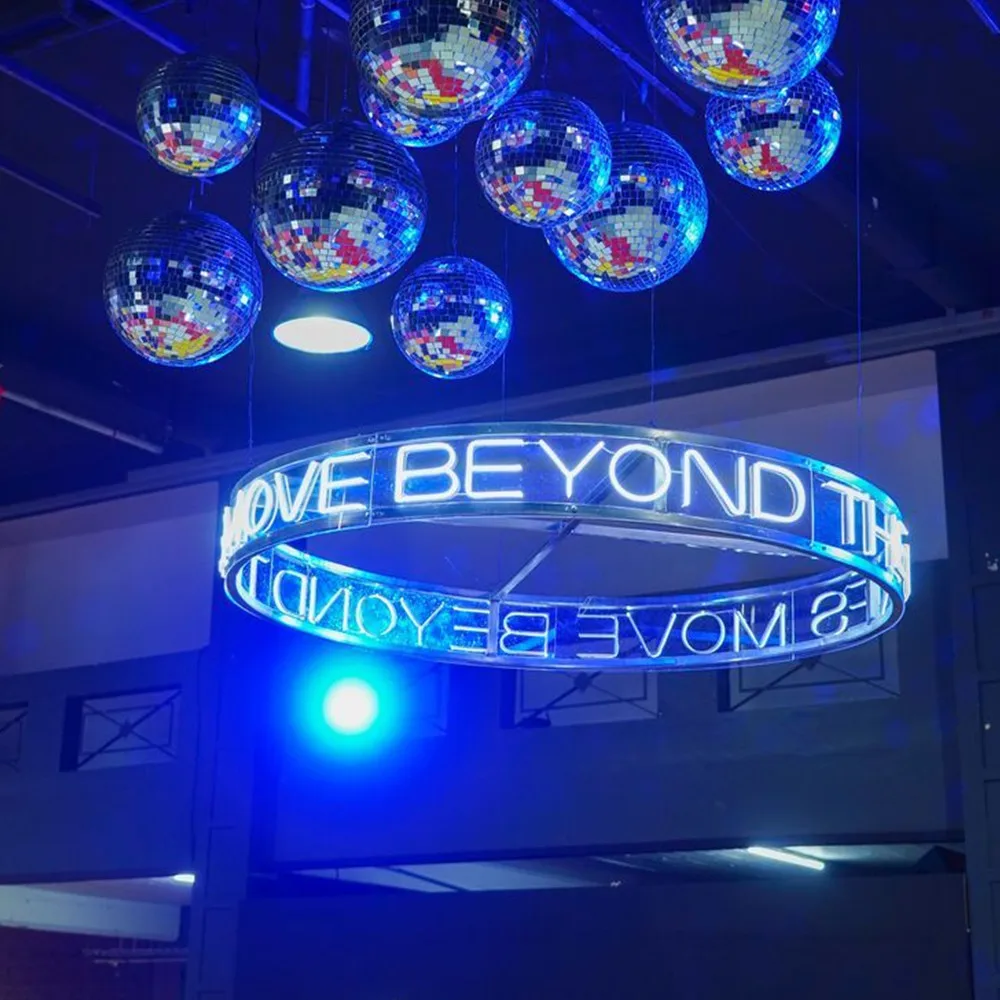 

360° Round Hanging Neon Light Customizable Text Logo LED Sign for Business Storefront Home Party Decoration
