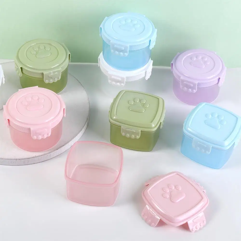 

Mini Plastic Sauce Box Cat Paw Pattern Lid Round/square Crisper Box Sealed Salad Dressing Containers Outdoor