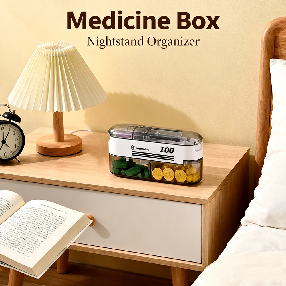 

The Seven-day Portable Dispensing Medicine Box Adjustable Quartering Pill Cutter Storage Box Moisture-proof Household Medicine