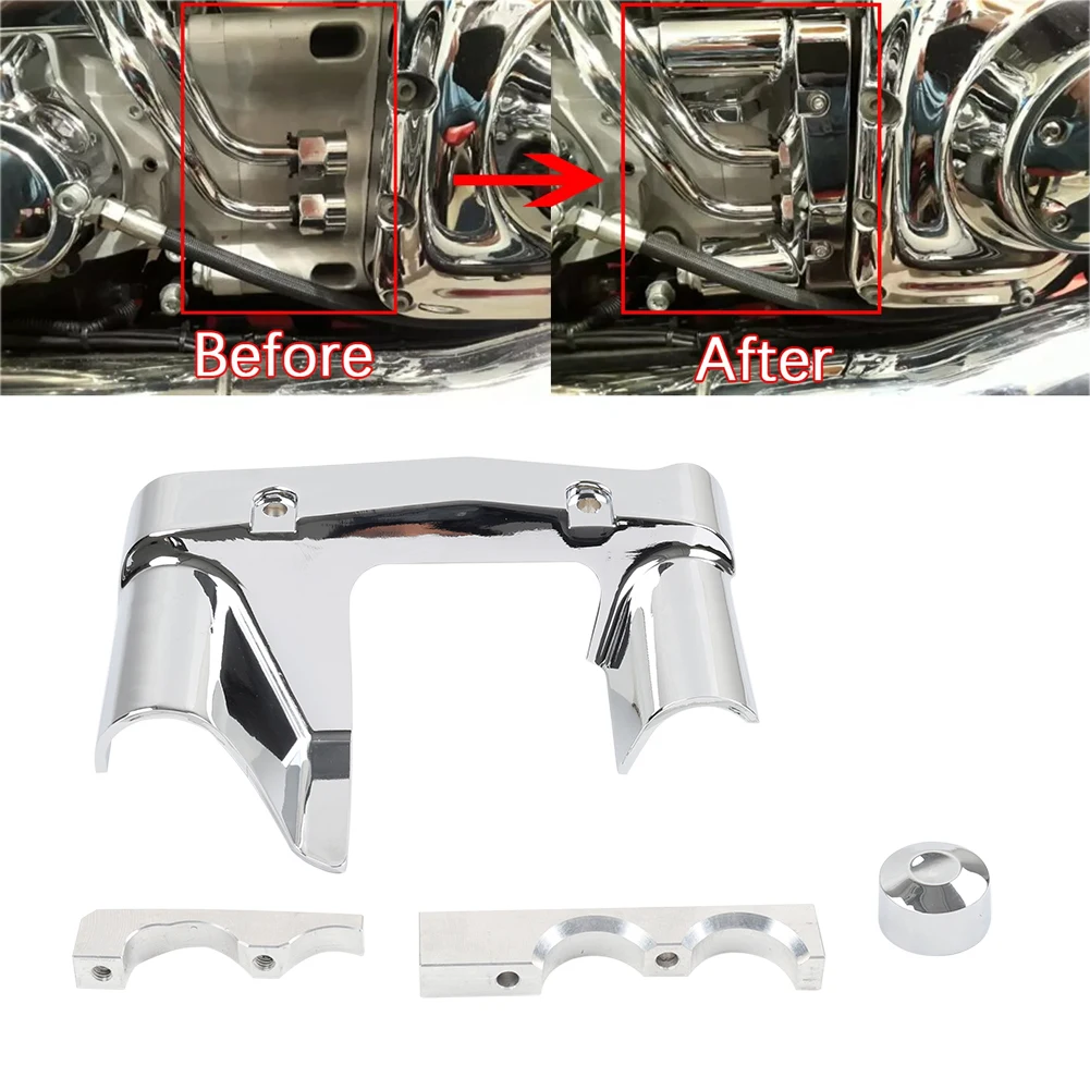 Aluminium Motorrad Nacelle Ölleitungsabdeckungssatz Chrom für Harley Softail FXST Fat Boy FLSTF Nachttrain