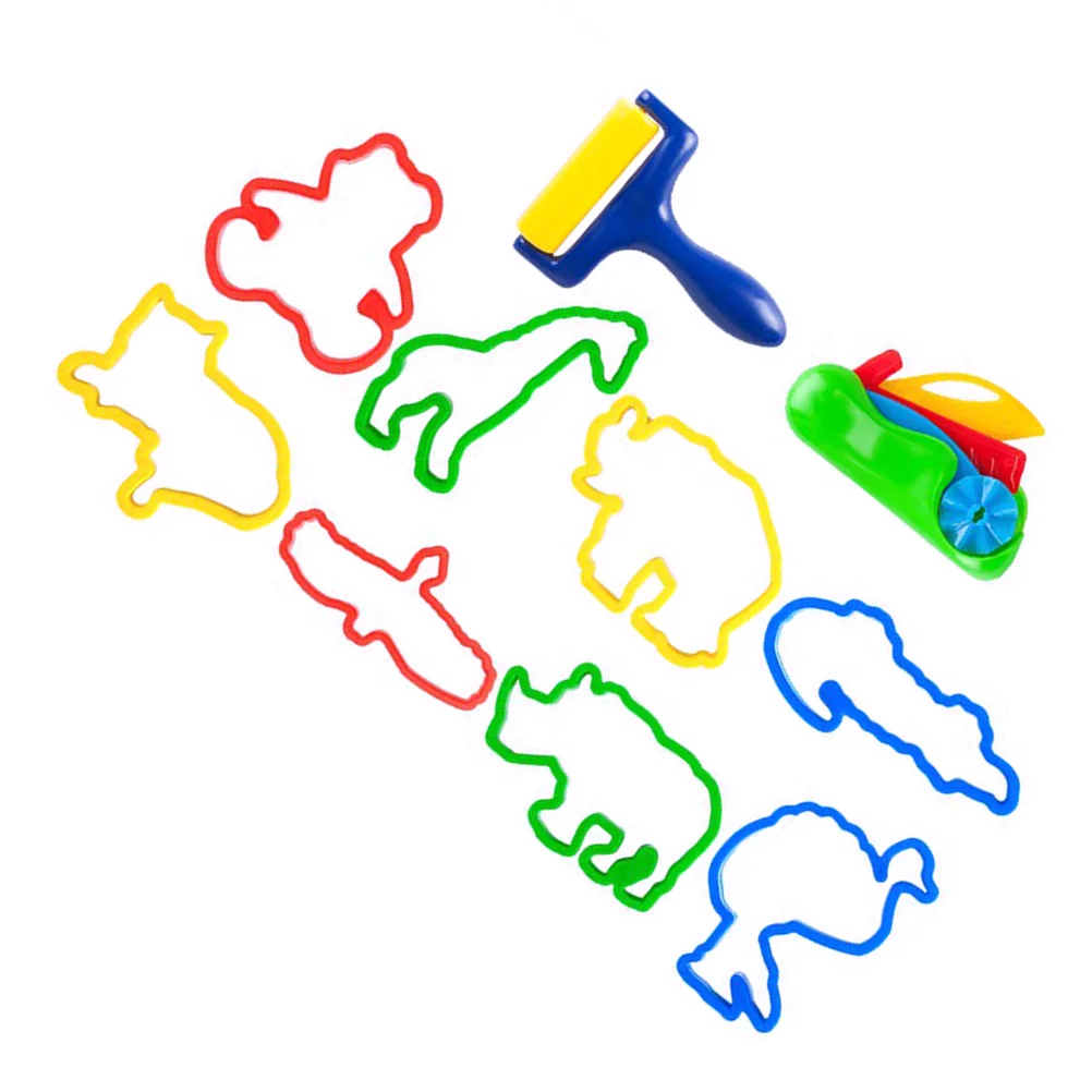 10개 색상 플라스틱 점토 몰드 세트 다양한 동물 모양 DIY 도구 어린이 초기 학습 창의력 발달용