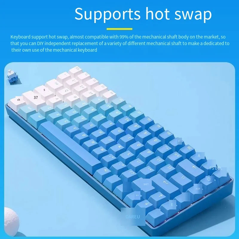 Imagem -02 - Dareu A84 Teclado Mecânico sem Fio para Jogos Modo Thri Estrutura de Junta Hot Swap Rgb Color Blocking Teclado do Escritório