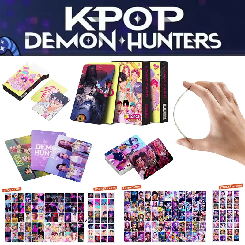 92PCS/Box Kpop Demon Hunter Cards Collection Moive Anime Kpop Foils Card Stickers Party Photo Cards Fan Christmas Birthday Gift