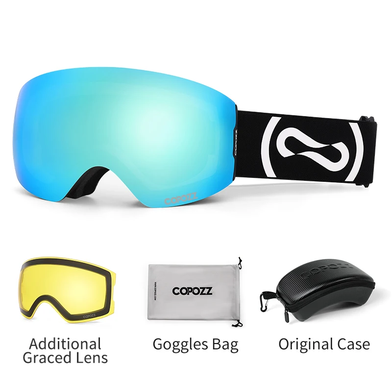 Winter Ski Goggles UV400 Protection Anti-Fog Glasses Adult Yellow Graced Lens Case Snowboard Eyewear Men Women with Two Options