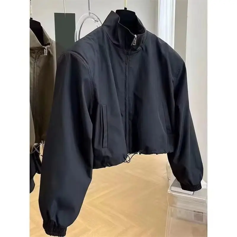 

Spring Autumn New Windbreaker Women Korean Loose All-Match Casual Long Sleeve Short Zipper Coat Female Casual Outerwear