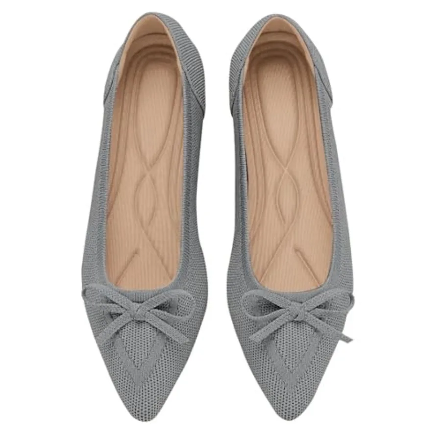 

Женские балетки TINGRISE с острым носком, бантом и сетчатым верхом, удобные, элегантные, без застежек