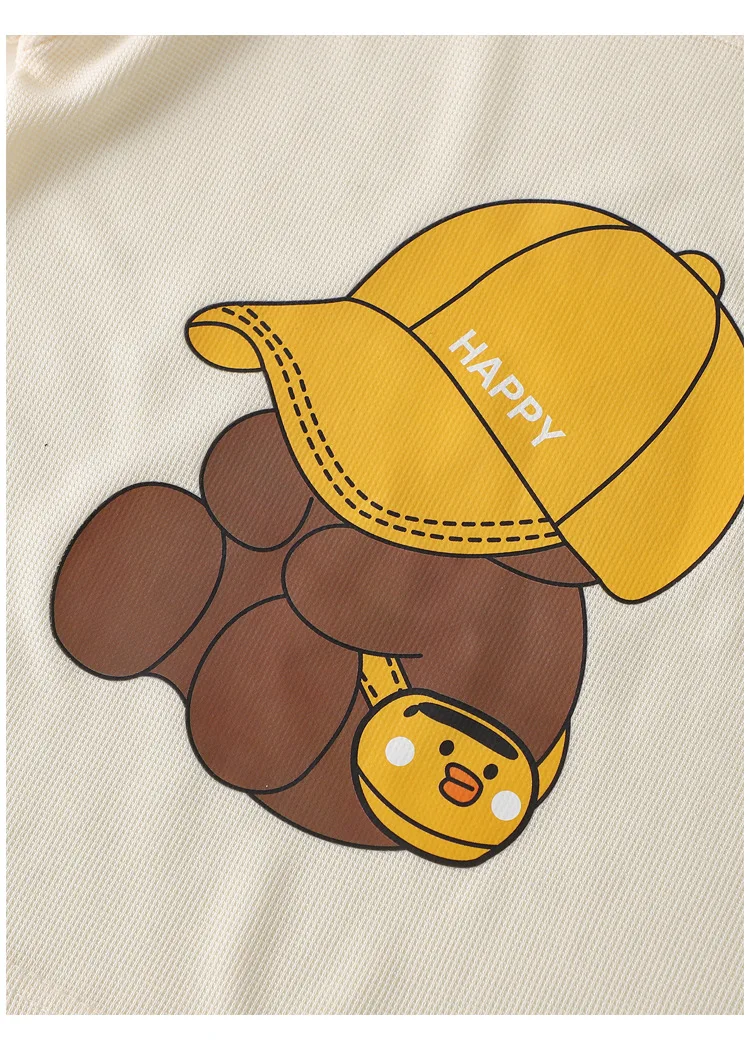 2026 Summer Kids Thin Outfit Girls Boys Cute Bear Print T-Shirt+Solid Color Shorts 2Pcs Clothing Loose Soft Children Set image 5