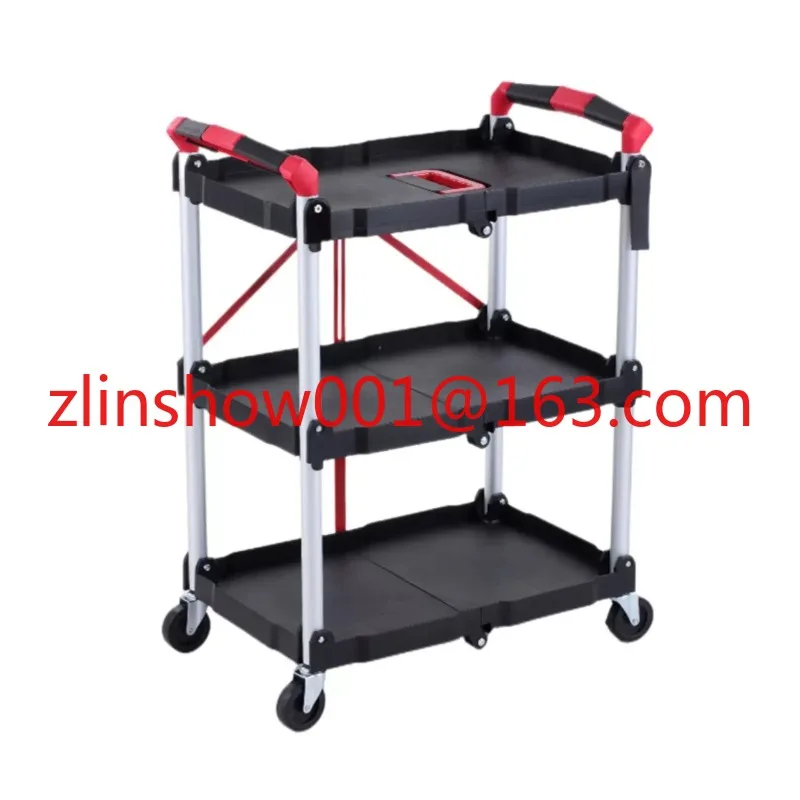 Foldable Tool Cart, Three-layer Outdoor Live Streaming Stall, Small Camping Movable and Silent