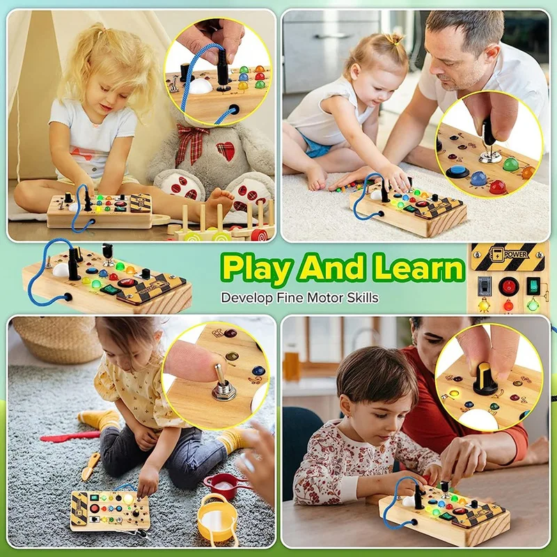 Toddler Busy Board Toys com Light Switch, Brinquedo para Atividade, Natal e Aniversário