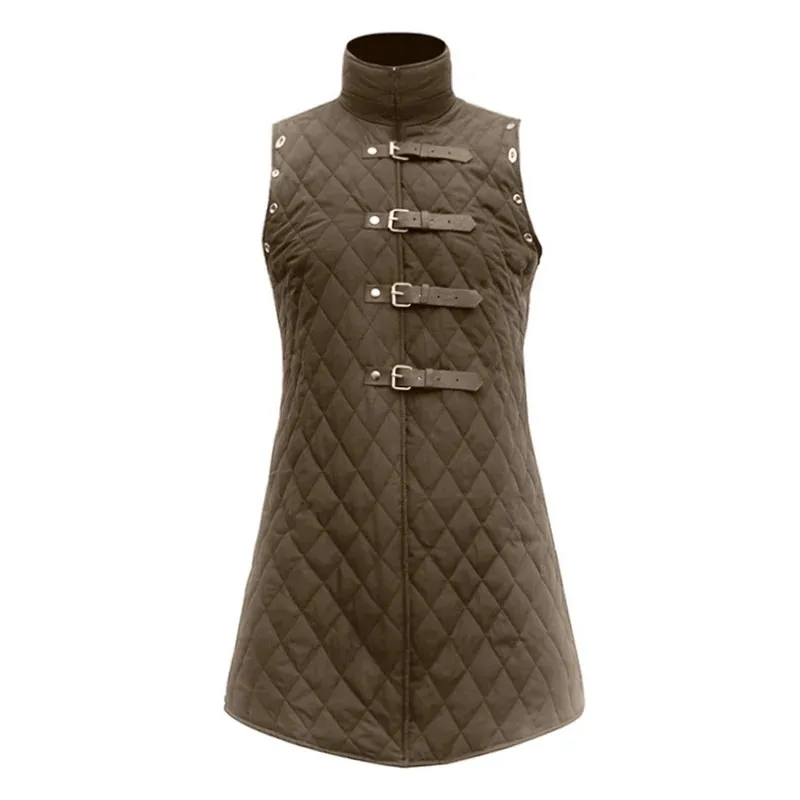 Xixixi Gambeson chaleco grueso acolchado sin mangas chaqueta abrigo para hombres armadura telas de algodón vestido disfraz Medieval Halloween Ou