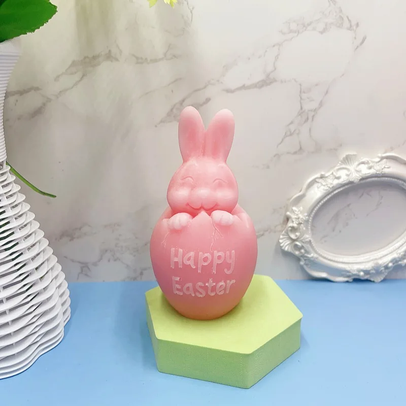 DIY Easter Broken Shell Rabbit Silicone Mold Handmade Rabbit Aromatherapy Gypsum Ornaments Candle Mould